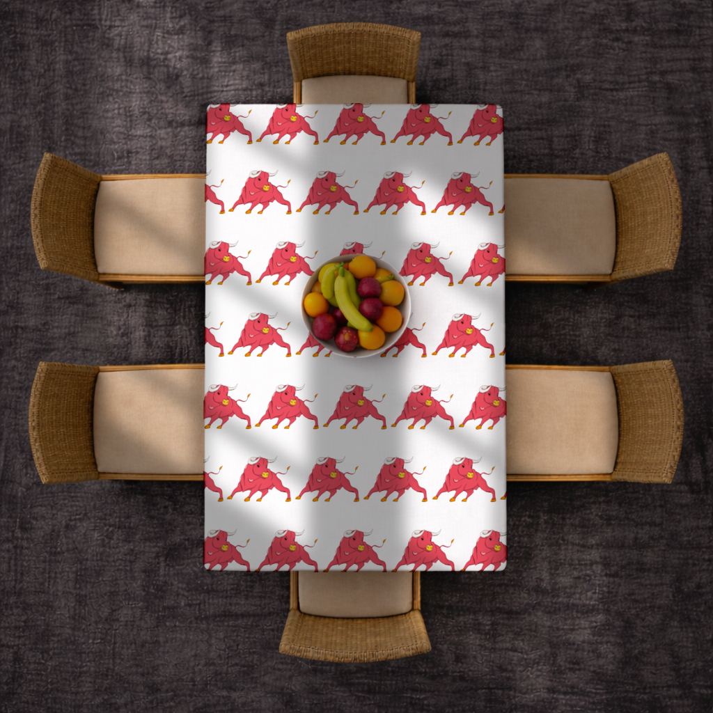 Spanish Red Bull Illustration Inspired by Matador Theme Rectangular Tablecloth