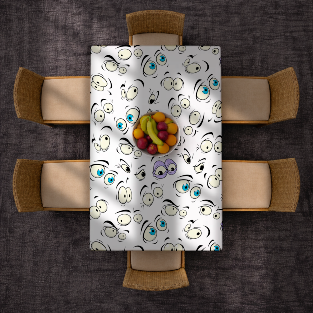Funny Cartoon Eyes Pattern Rectangular Tablecloth