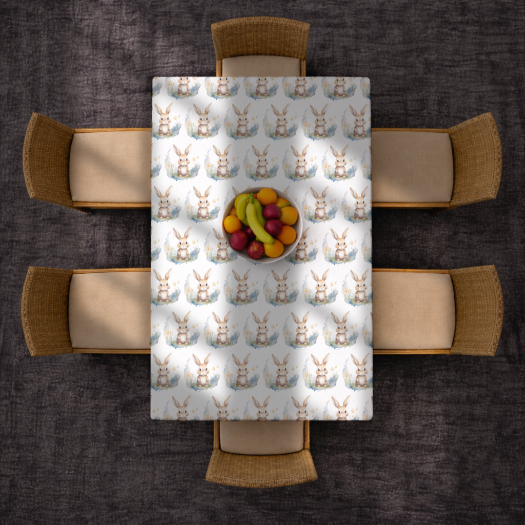 Cute Bunny Watercolor Illustration Rectangular Tablecloth
