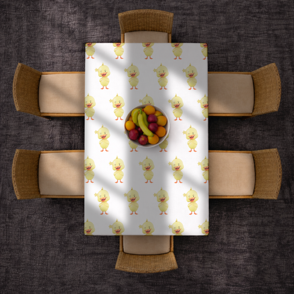 Cheerful Winking Yellow Duck with Star Rectangular Tablecloth