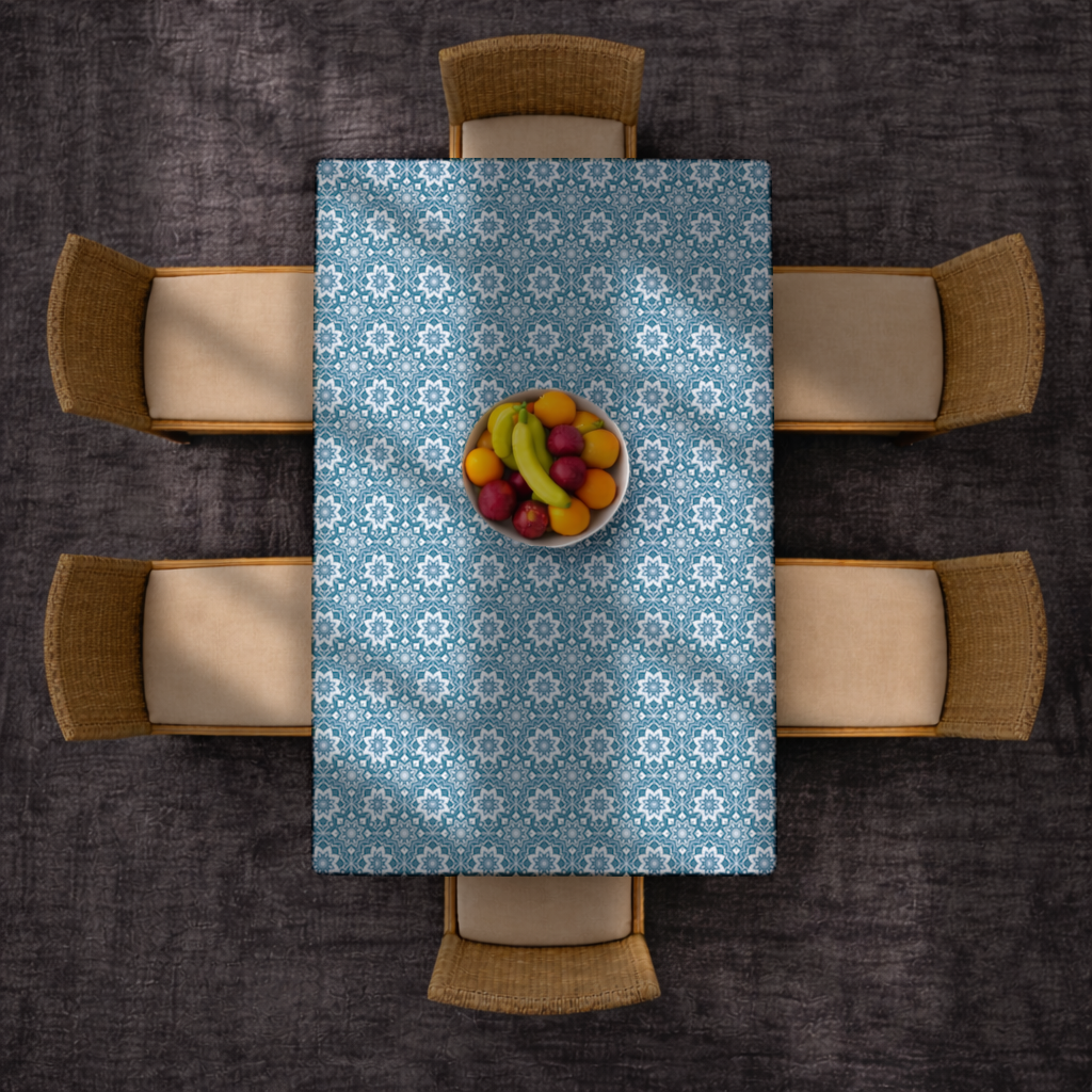 Elegant Blue Mandala Pattern Rectangular Tablecloth