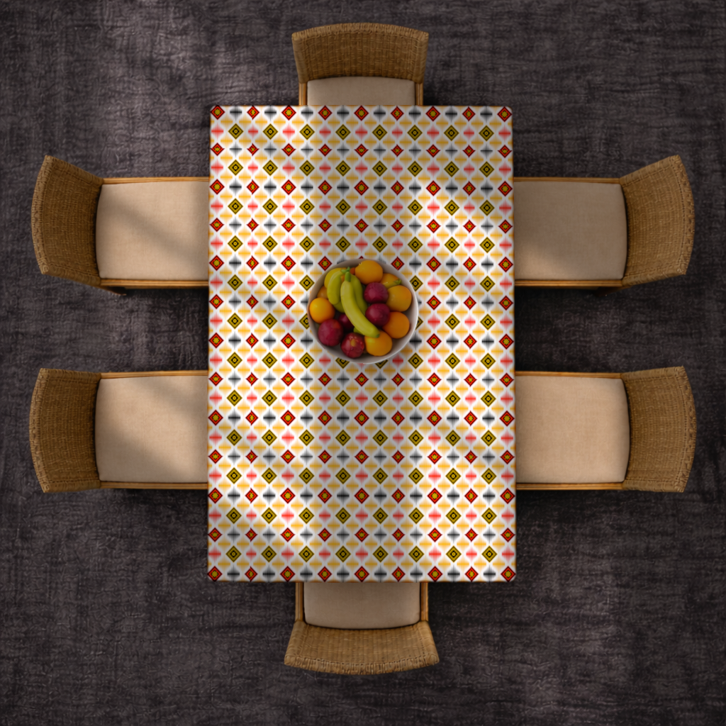 Vibrant Ethnic Geometric Motif Rectangular Tablecloth