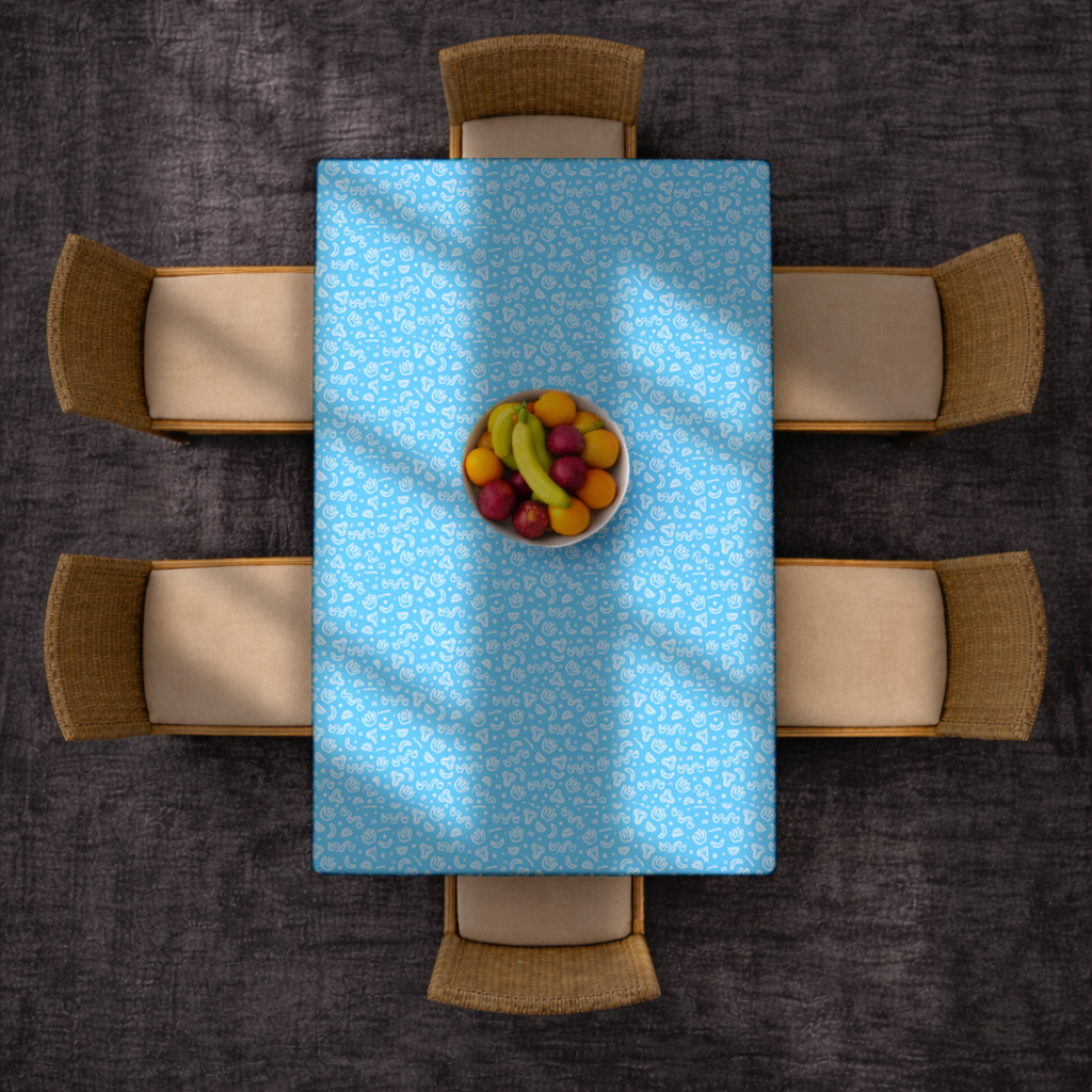 Blue Abstract Doodle Rectangular Tablecloth