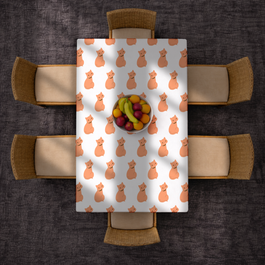 Kawaii Orange Cat Blep Rectangular Tablecloth