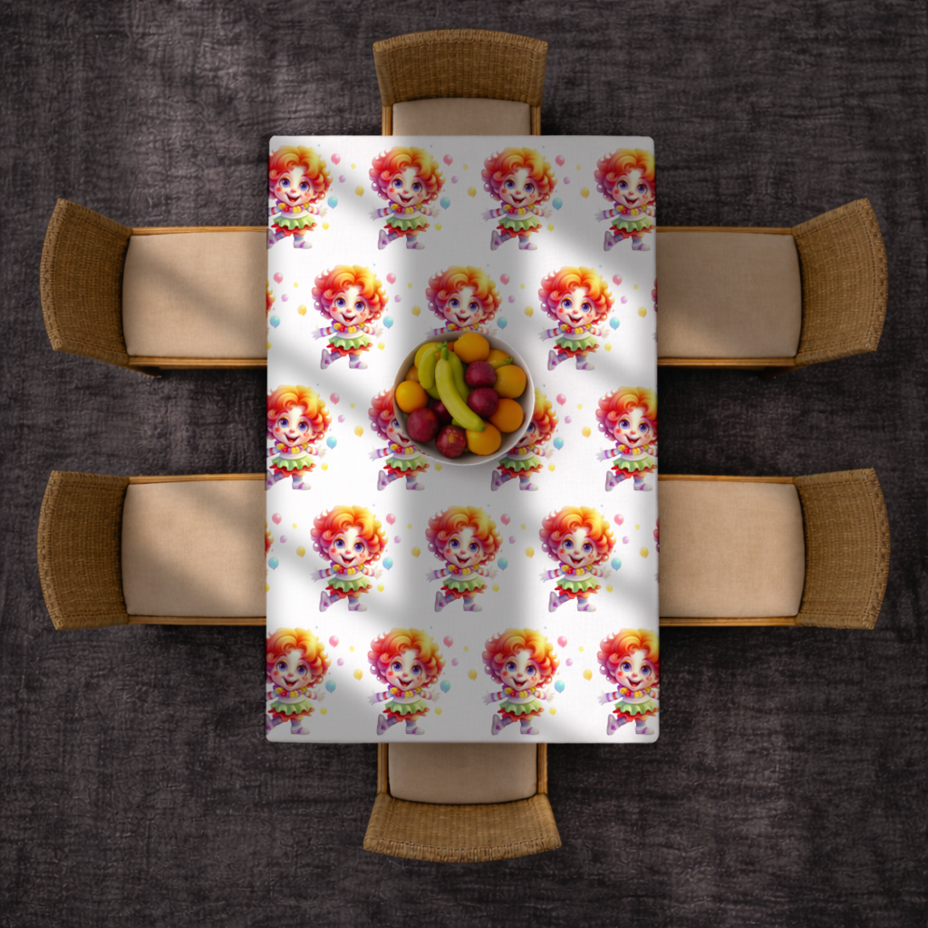 Cute Rainbow Hair Happy Clown Rectangular Tablecloth