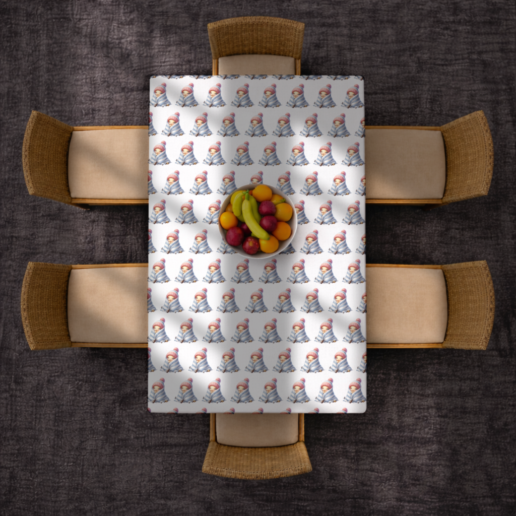 Kawaii Baby Bee in Pink Beanie Rectangular Tablecloth