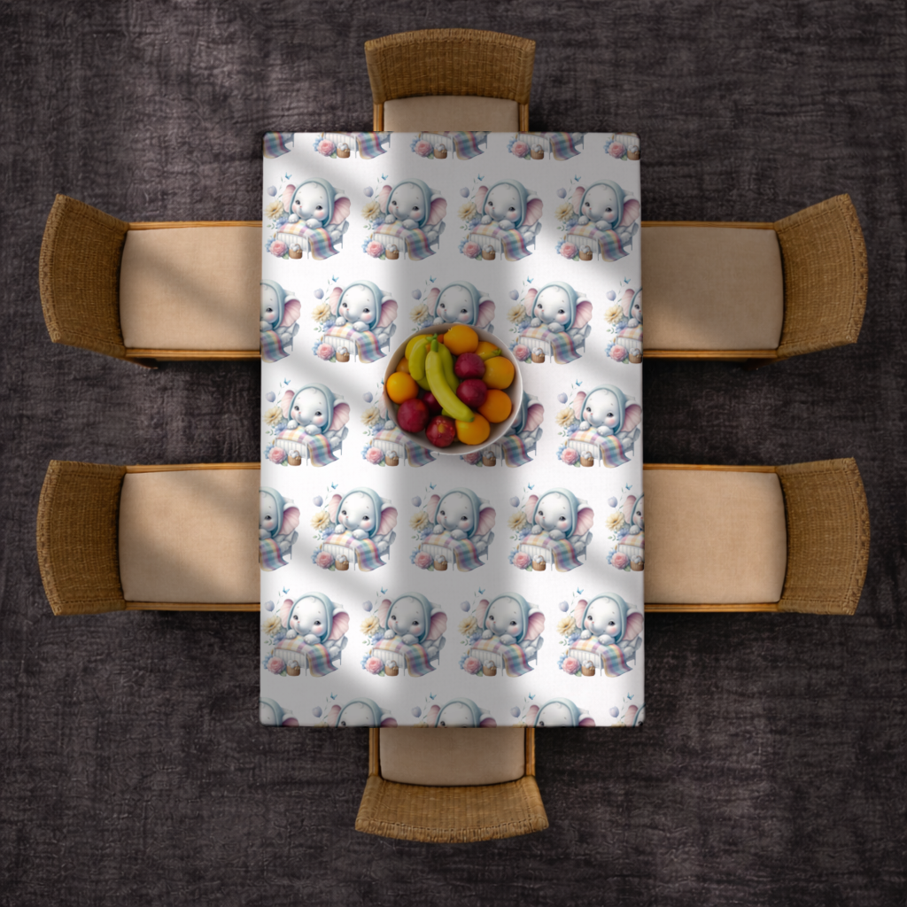 Sleeping Baby Elephant in Bed Rectangular Tablecloth