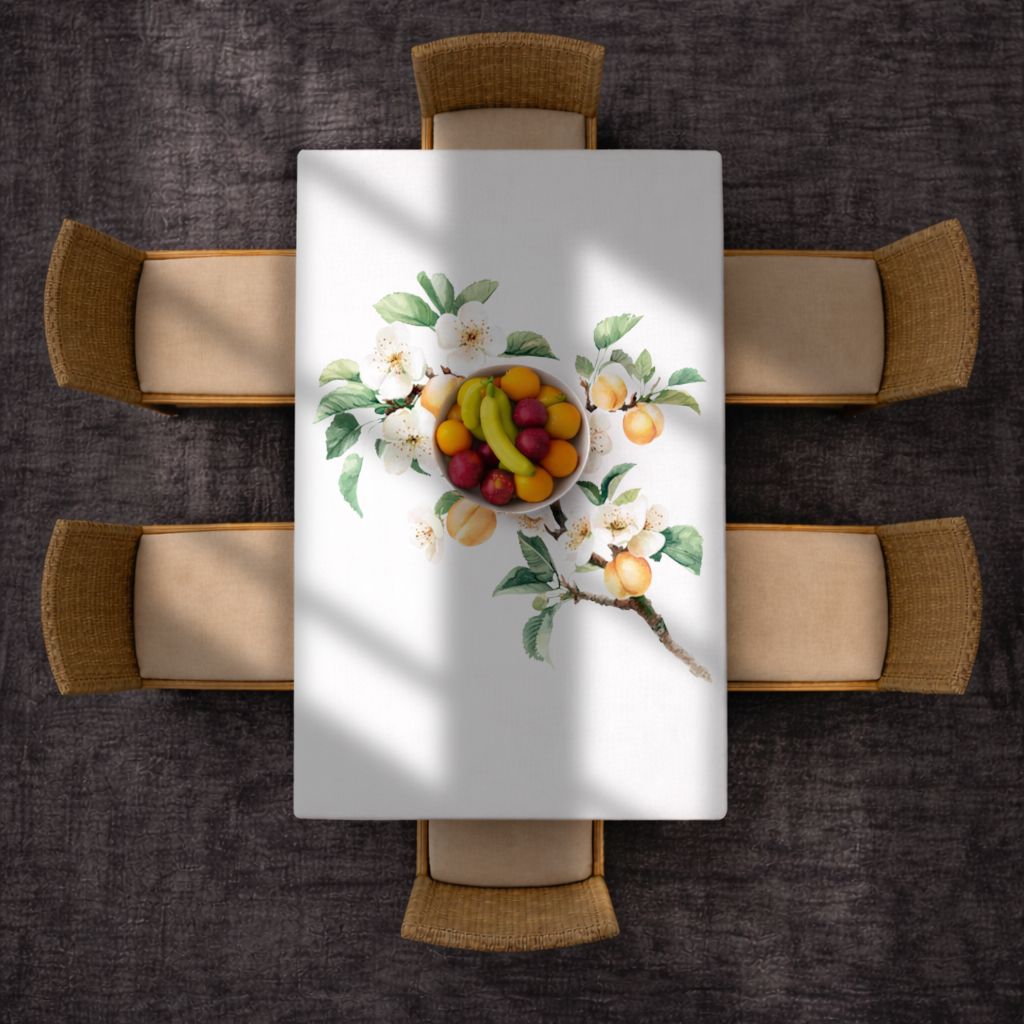 Watercolor Apricot Blossom Branch Rectangular Tablecloth