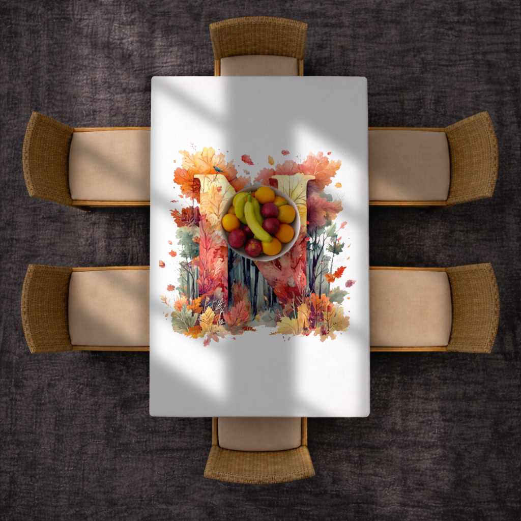 Autumn Leaf Monogram N Rectangular Tablecloth