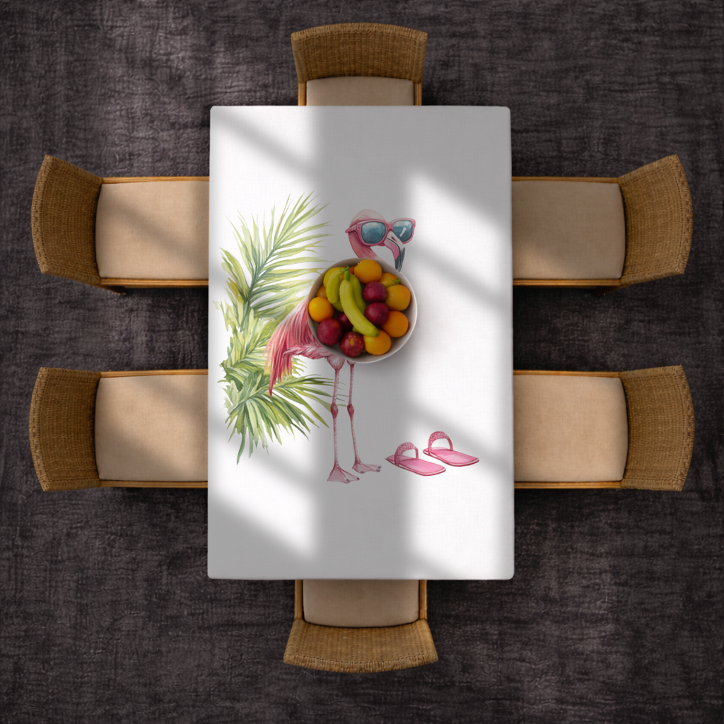 Pink Flamingo with Sunglasses Rectangular Tablecloth