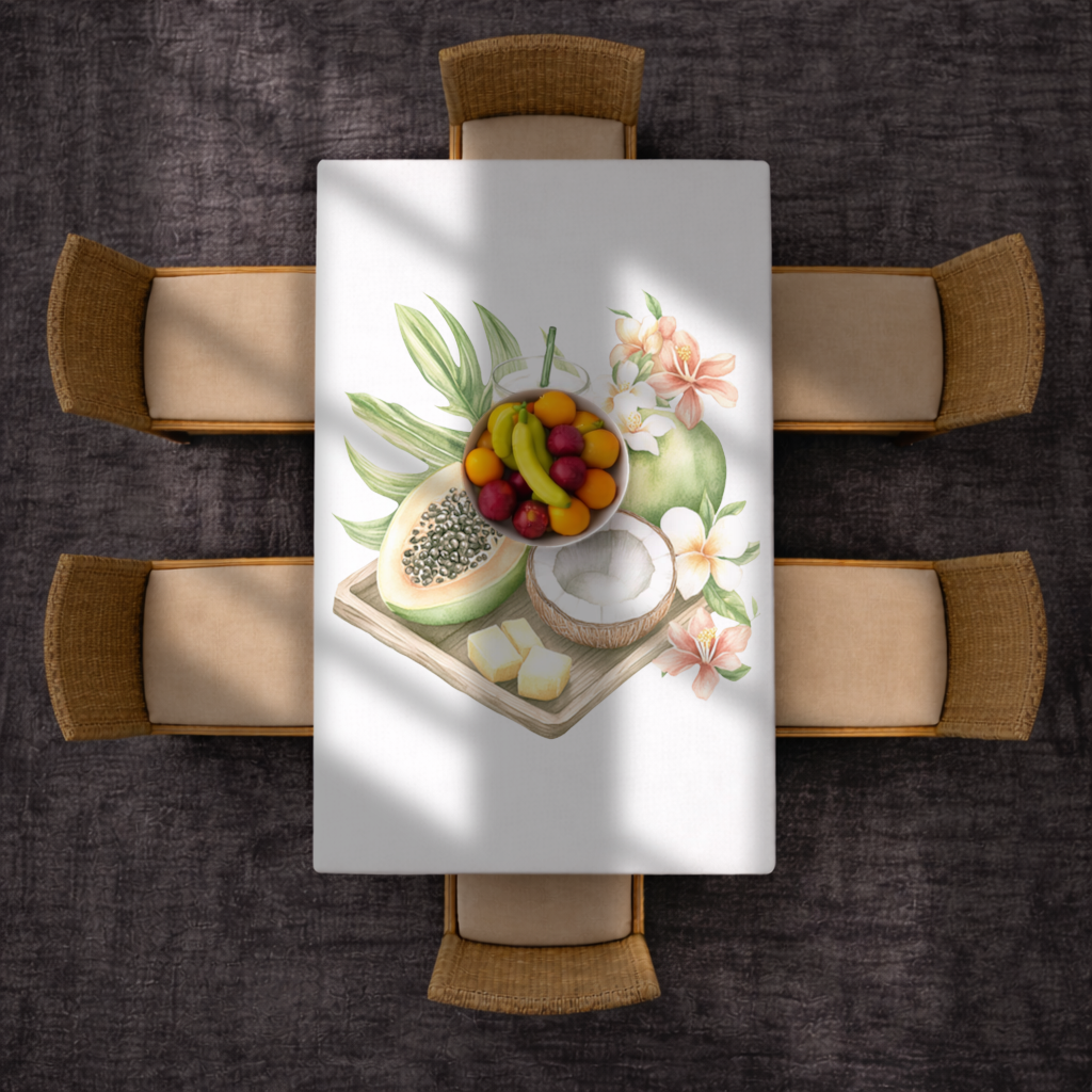 Tropical Papaya and Coconut Juice Rectangular Tablecloth