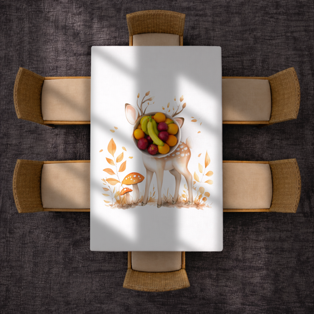 Whimsical Autumn Woodland Fawn Rectangular Tablecloth