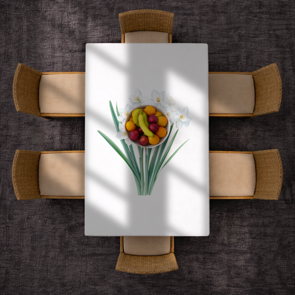 White Daffodil Bouquet Botanical Rectangular Tablecloth