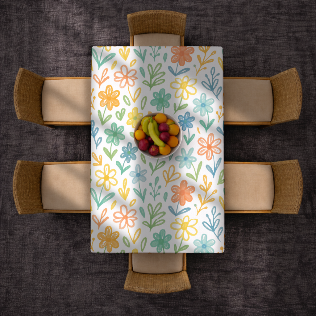 Colorful Boho Wildflowers Rectangular Tablecloth