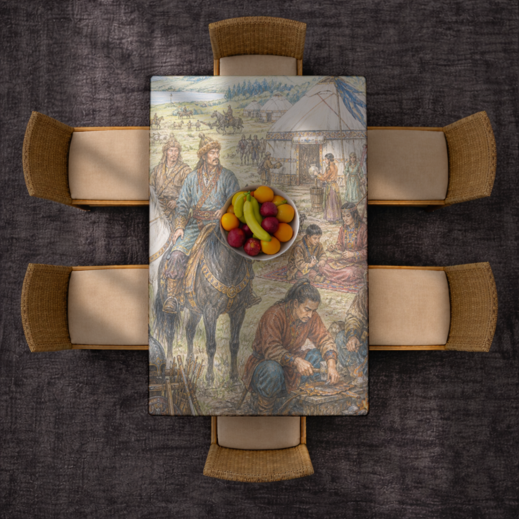 Blacksmiths of the Steppe Ancient Nomadic Camp Art Rectangular Tablecloth
