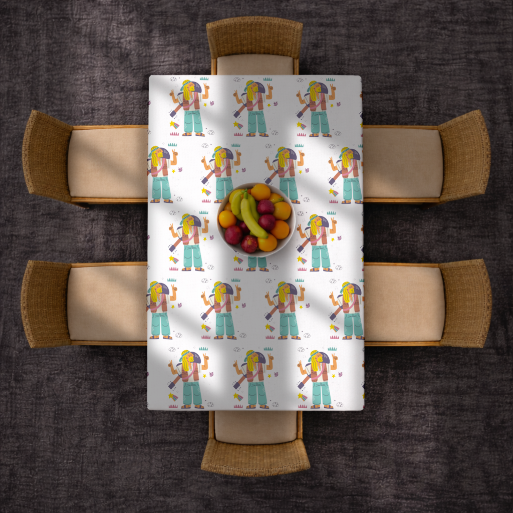 Retro Hippie Character Rectangular Tablecloth