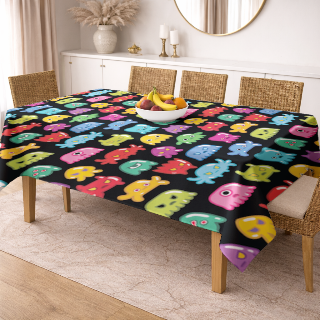 Cute Colorful Monsters Seamless Pattern Rectangular Tablecloth