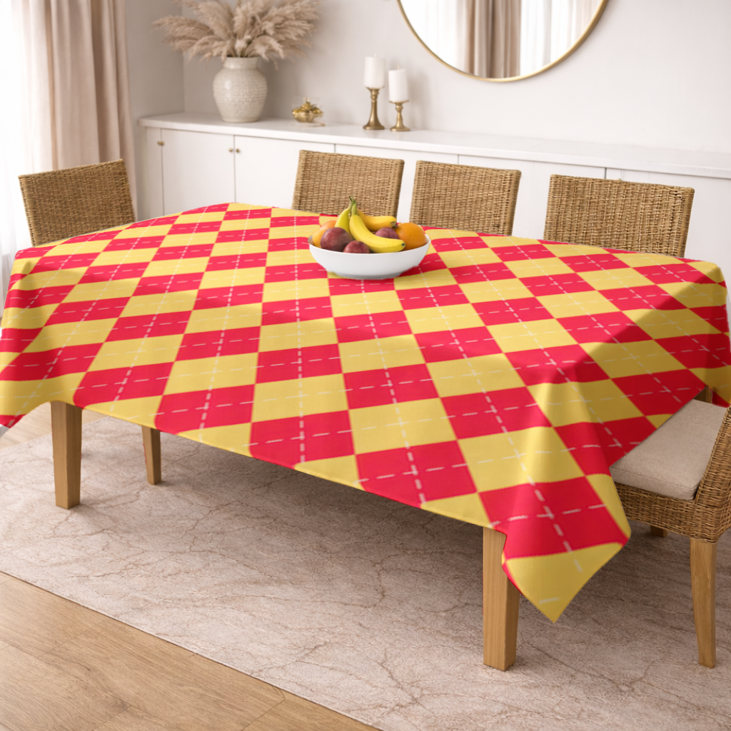 Red and Yellow Argyle Geometric Pattern Background Rectangular Tablecloth