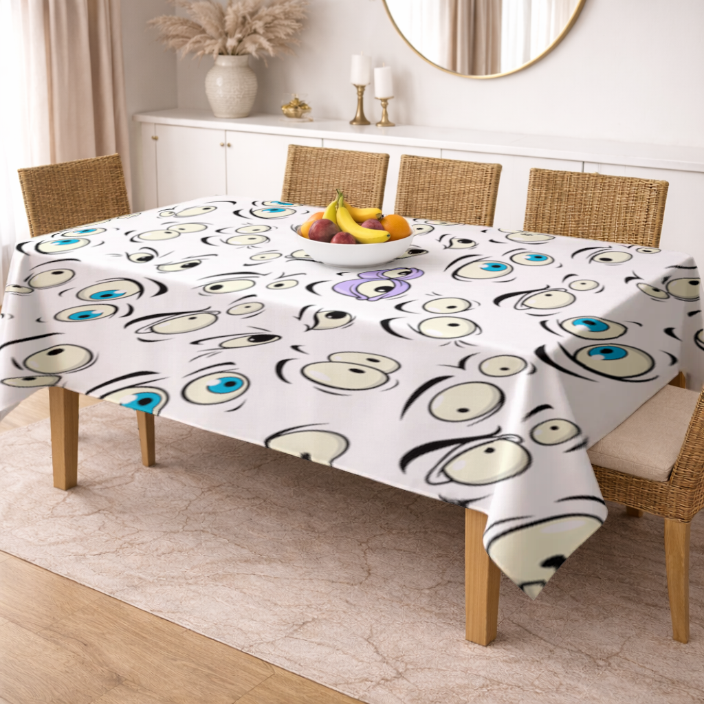 Funny Cartoon Eyes Pattern Rectangular Tablecloth
