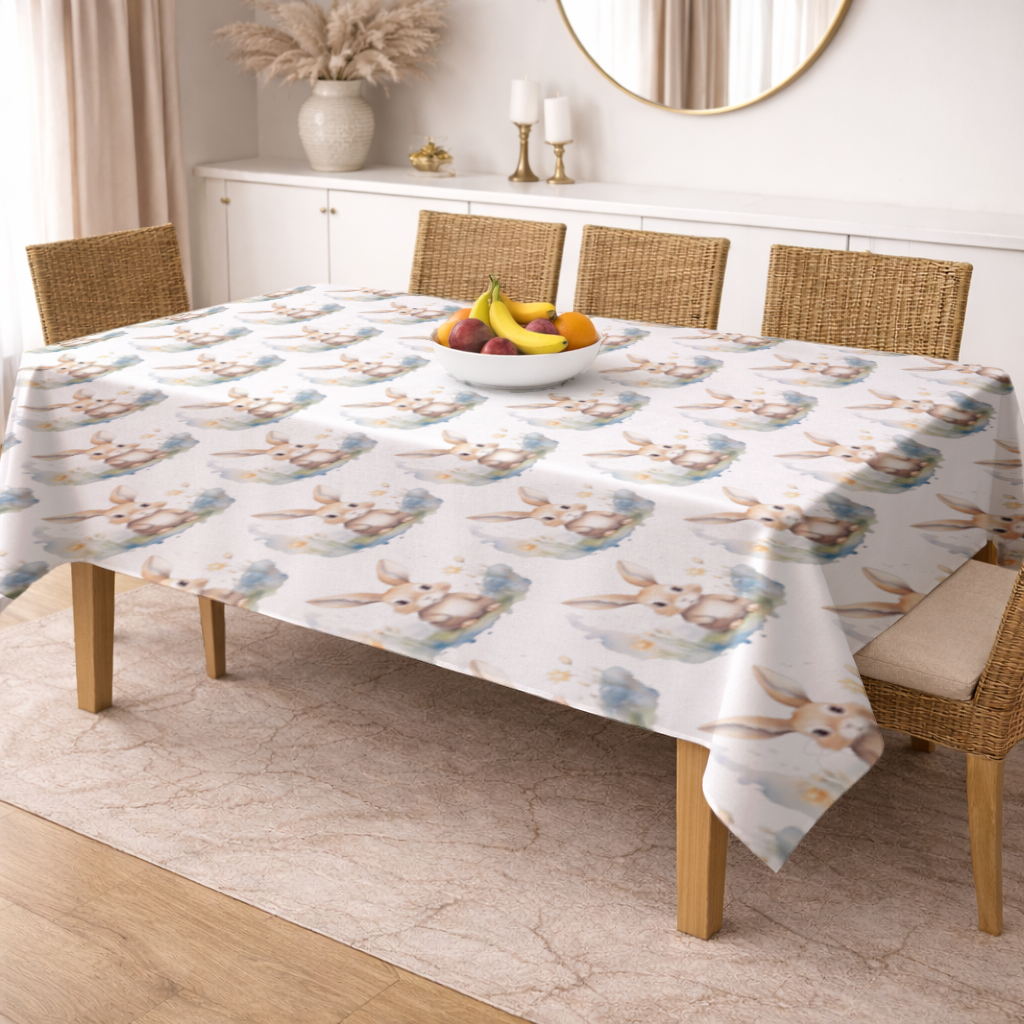 Cute Bunny Watercolor Illustration Rectangular Tablecloth