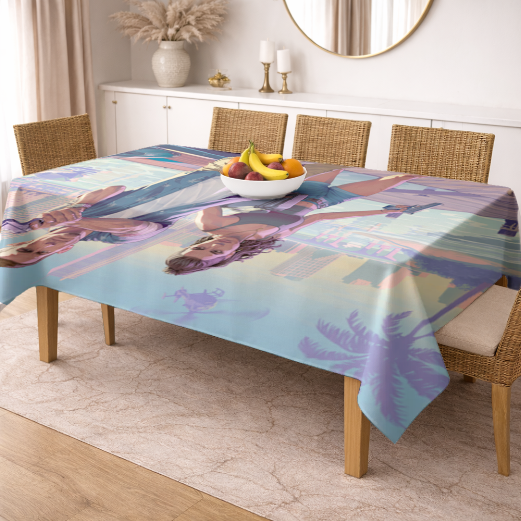 Vice City Showdown Tropical Heist Duo Rectangular Tablecloth