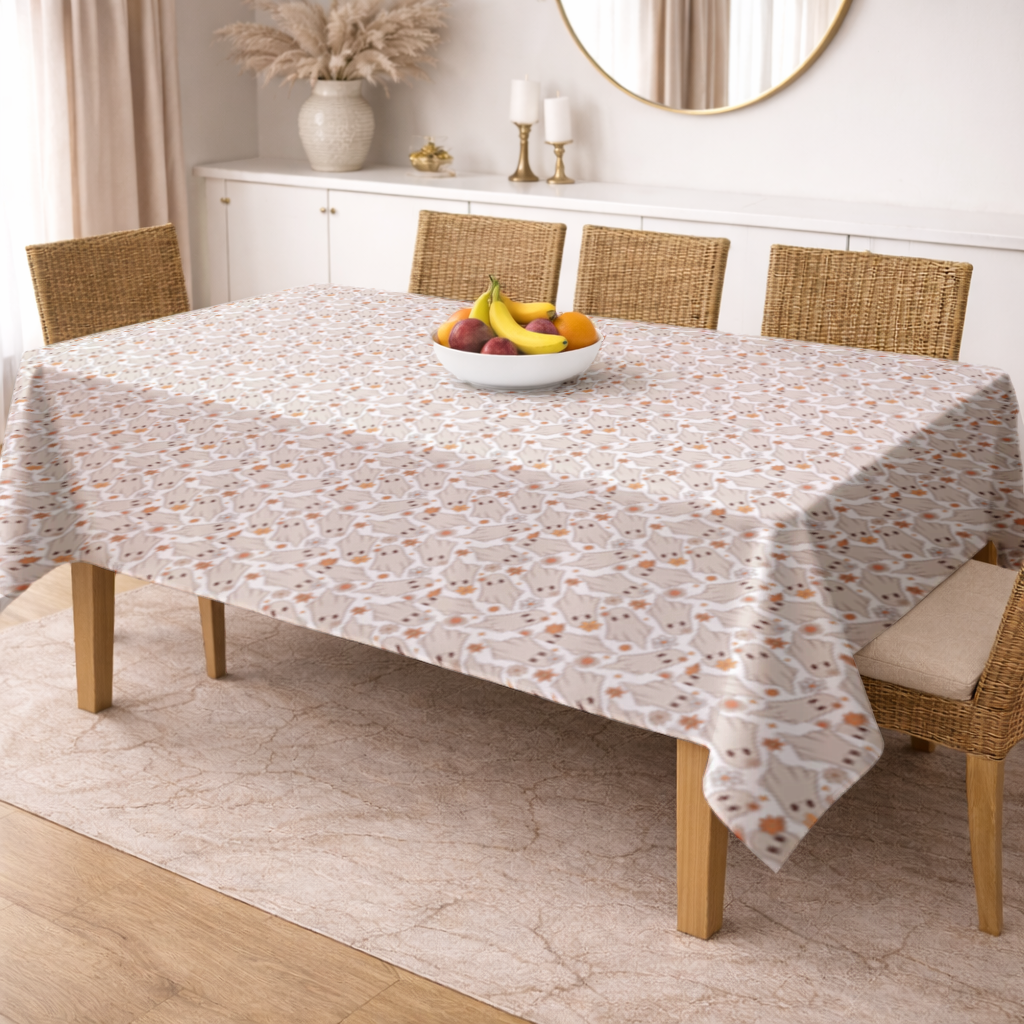 Retro Floral Cute Ghost Seamless Pattern Rectangular Tablecloth