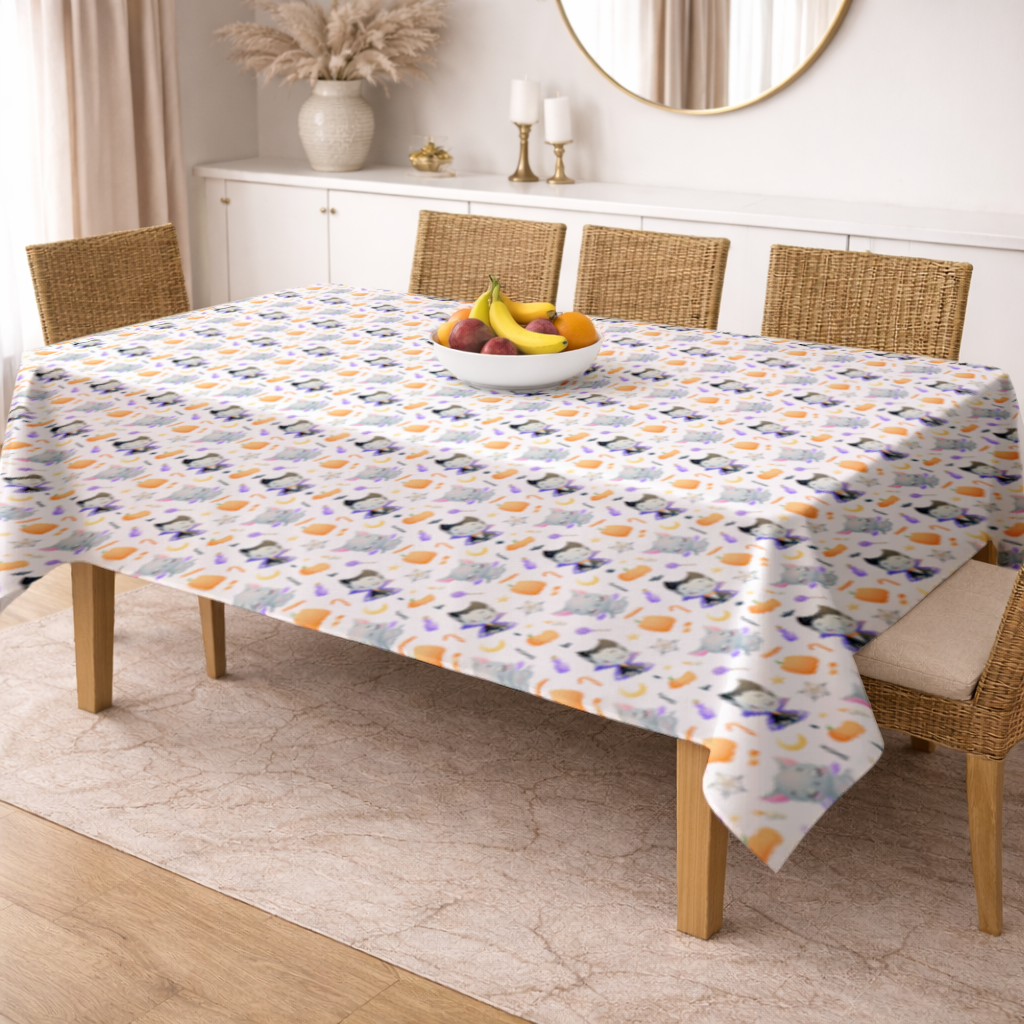 Cute Vampire and Bat Halloween Seamless Pattern Rectangular Tablecloth