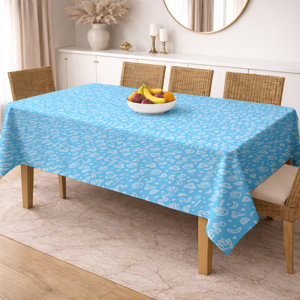 Blue Abstract Doodle Rectangular Tablecloth