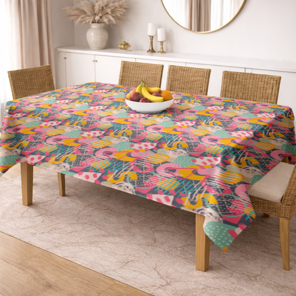 Abstract Geometric Doodle Rectangular Tablecloth