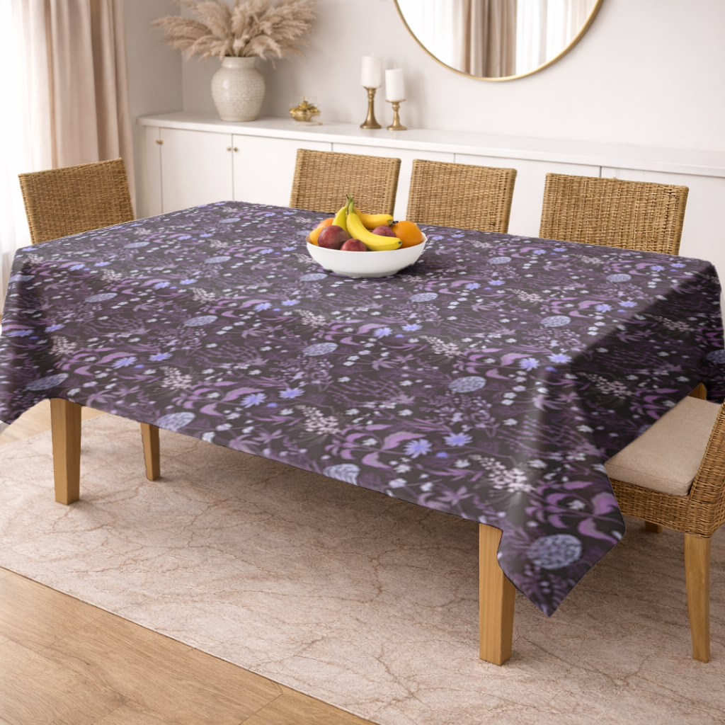 Purple Gothic Botanical Rectangular Tablecloth