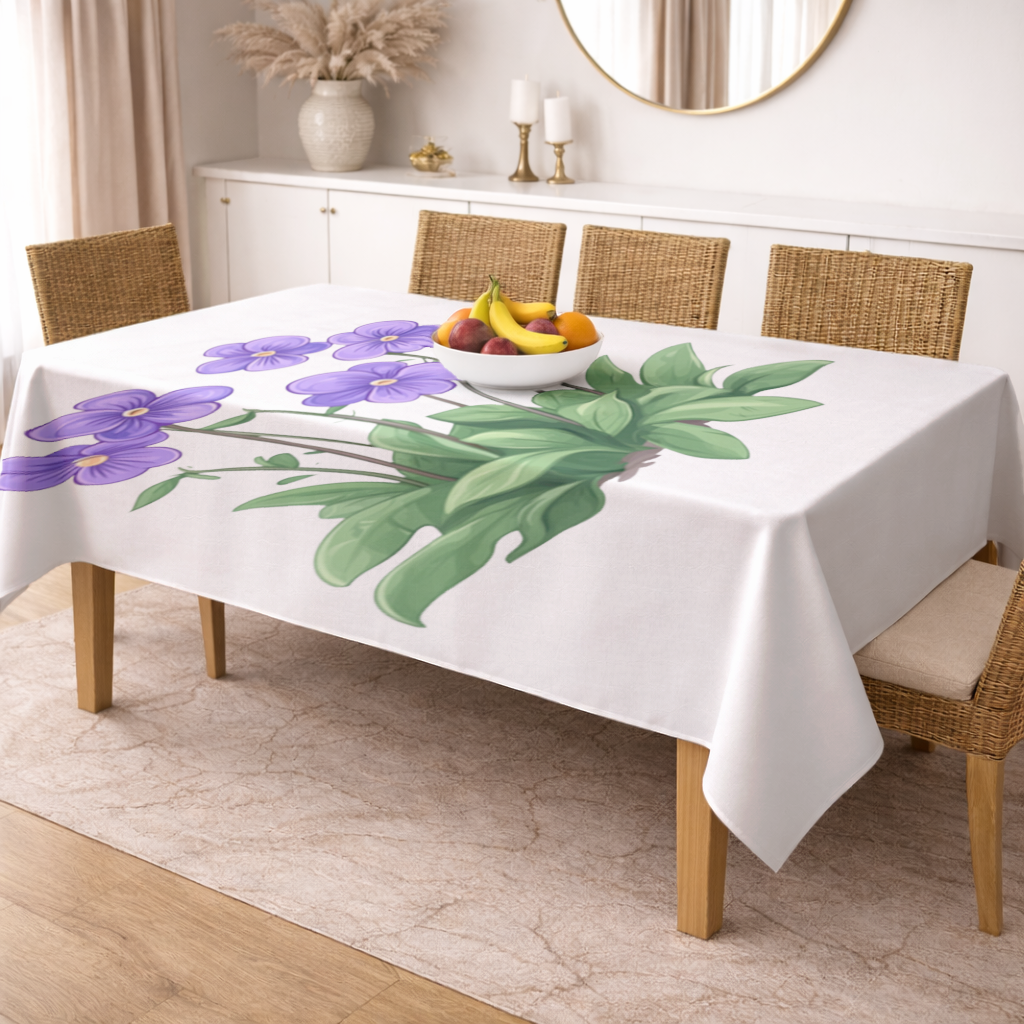 Cottagecore Purple Violets Rectangular Tablecloth