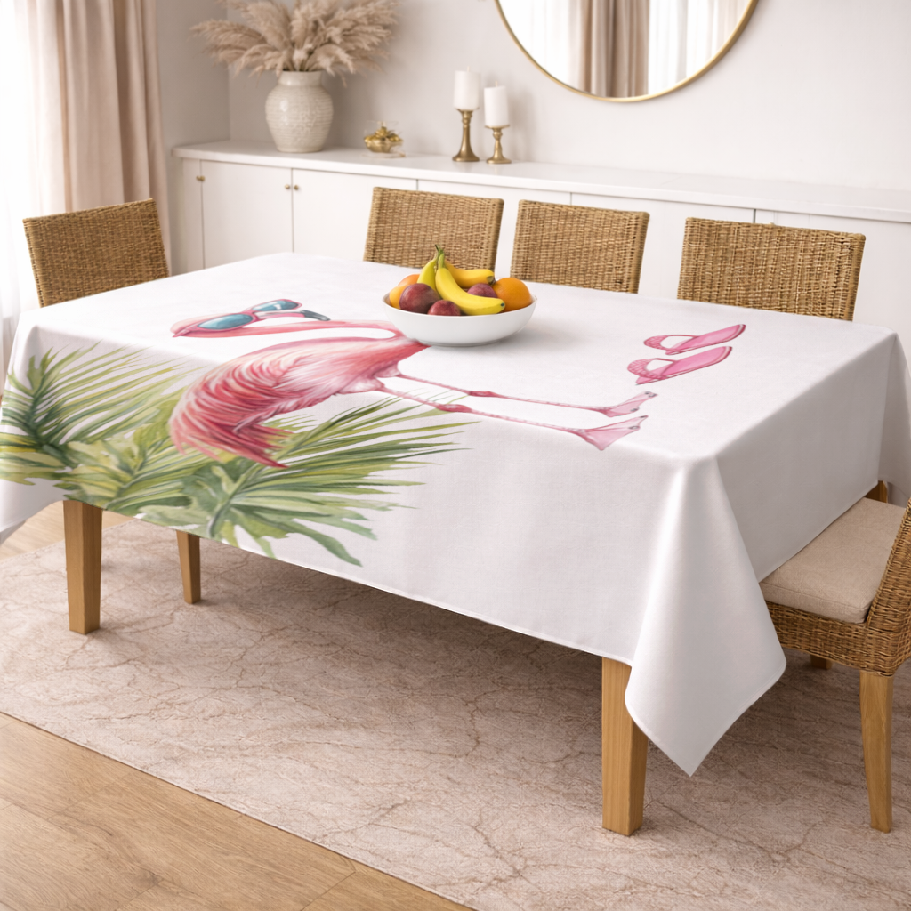 Pink Flamingo with Sunglasses Rectangular Tablecloth
