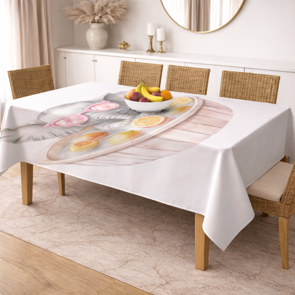 Baby Elephant in Pink Sunglasses Citrus Bath Rectangular Tablecloth