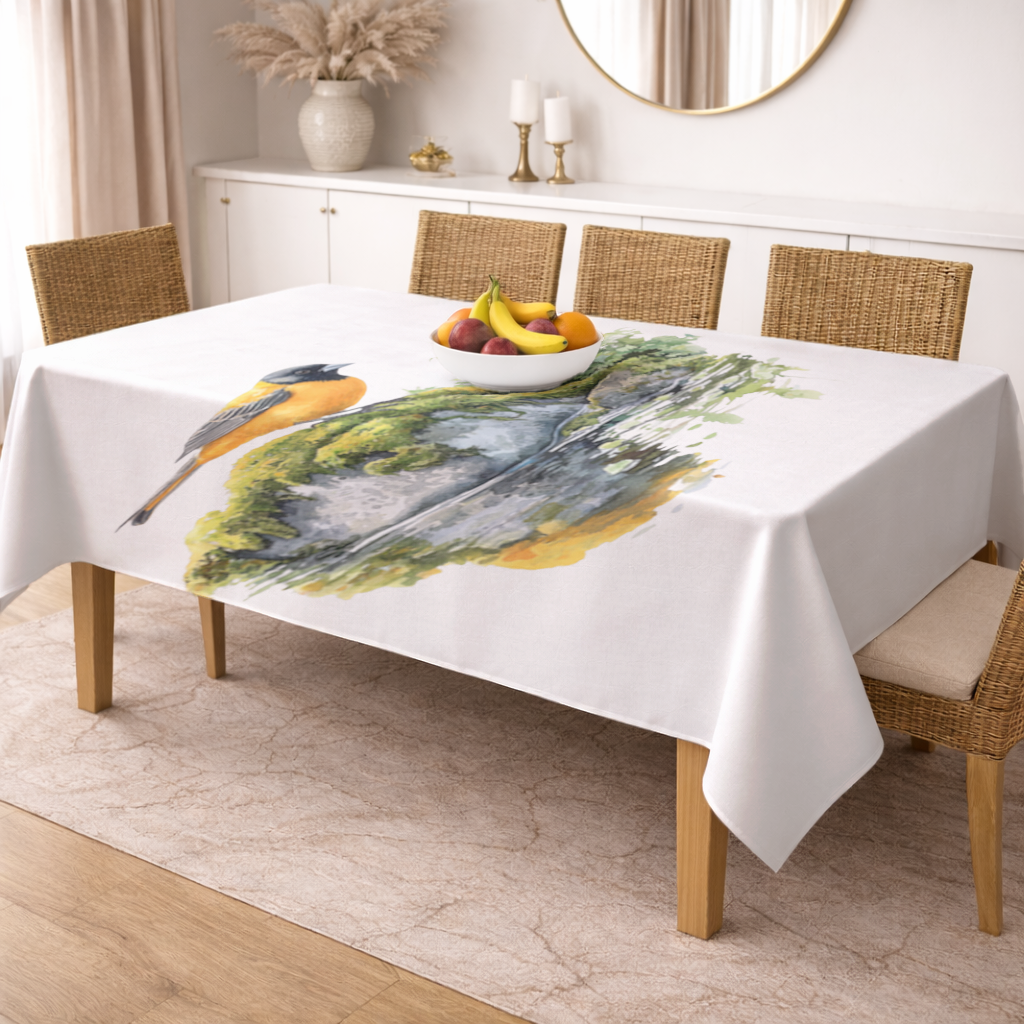 Orange Baltimore Oriole Bird Rectangular Tablecloth