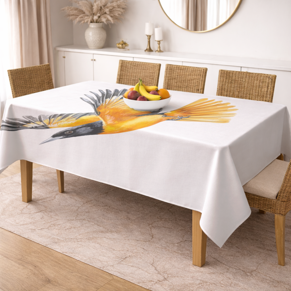 Watercolor Baltimore Oriole Rectangular Tablecloth