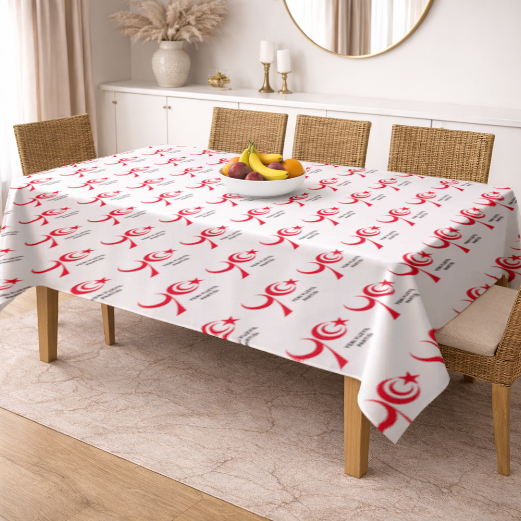 The Yeni Yüzyıl Party Logo on a White Background Rectangular Tablecloth
