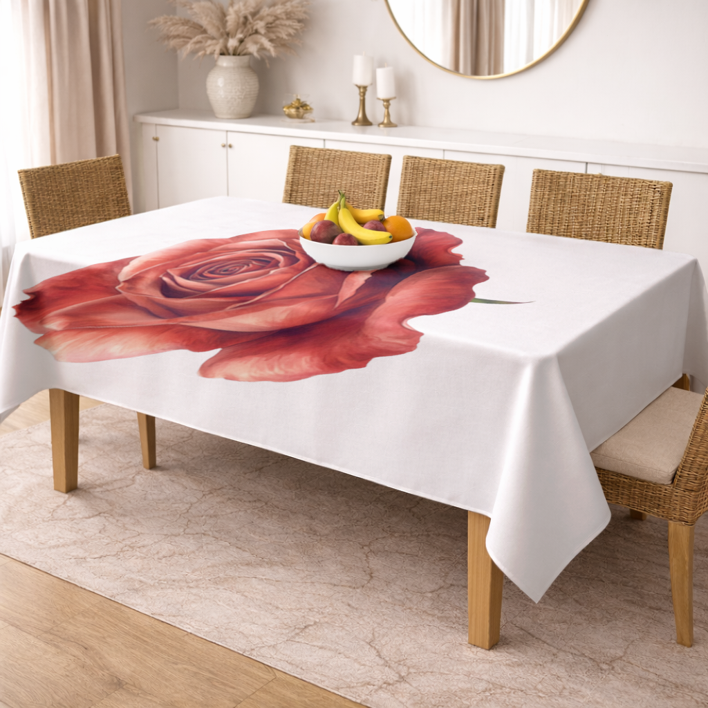 Crimson Red Rose Rectangular Tablecloth