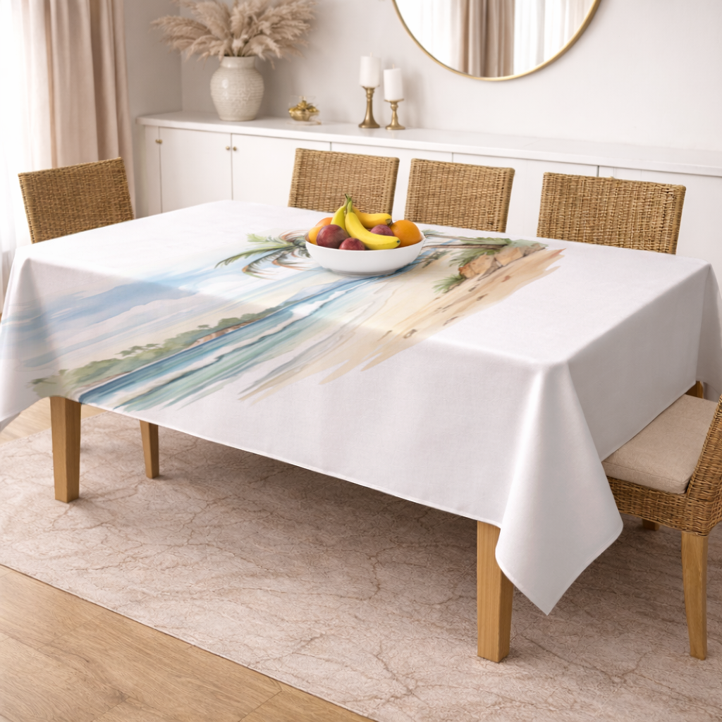 Tropical Palm Tree Beach Rectangular Tablecloth