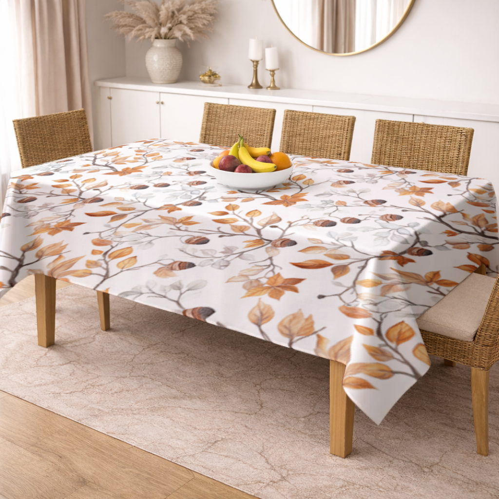 Watercolor Fall Acorns and Leaves Rectangular Tablecloth