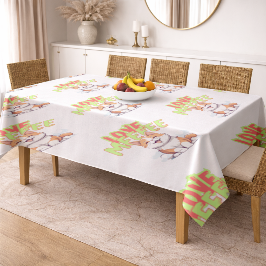 Cute Orange Cat Love Me Rectangular Tablecloth