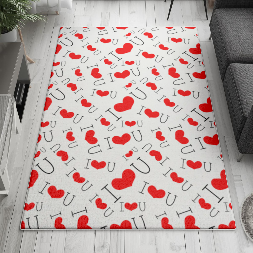Valentines Day I Love You Heart Pattern Romantic Design Living room carpet