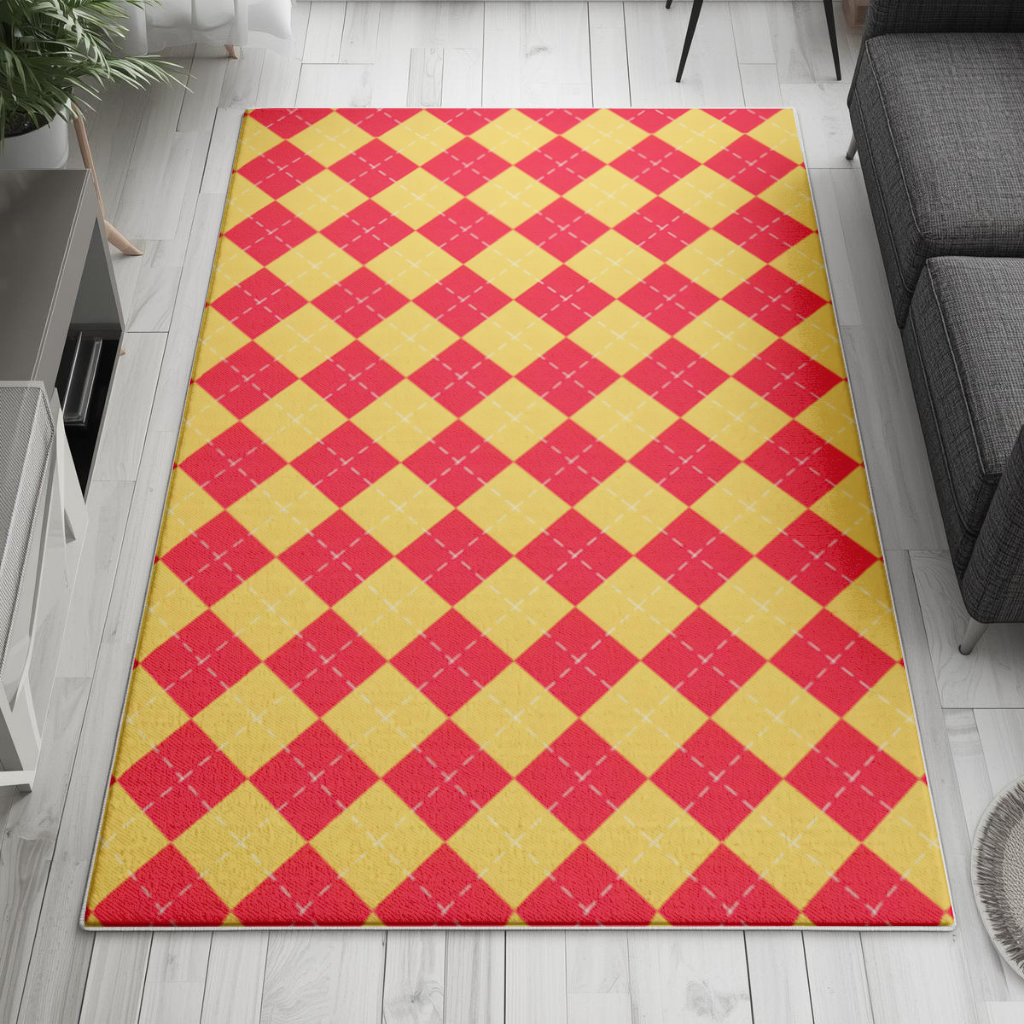 Red and Yellow Argyle Geometric Pattern Background Living room carpet