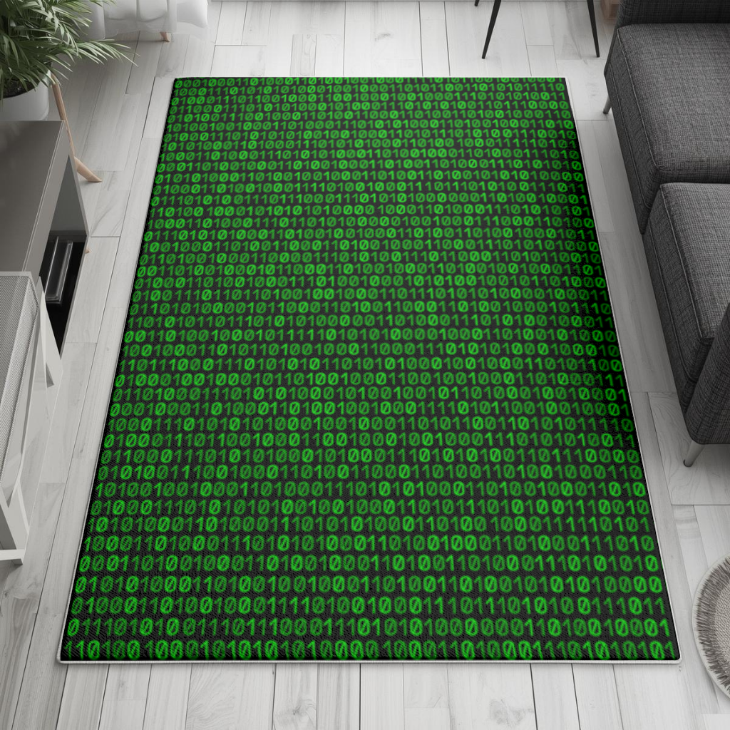 Matrix Style Digital Binary Code Background Living room carpet