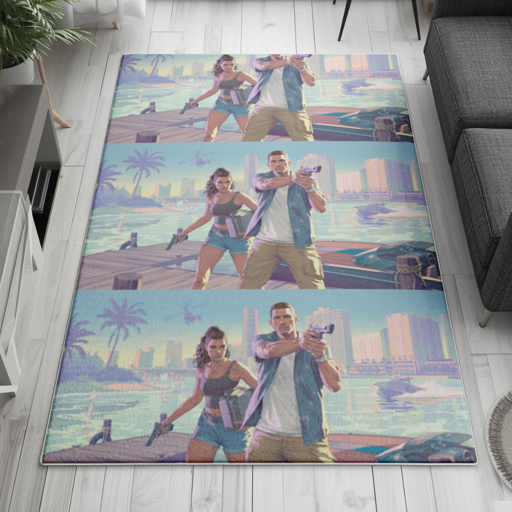Vice City Çatışması Tropik Soygun İkilisi Salon Halısı