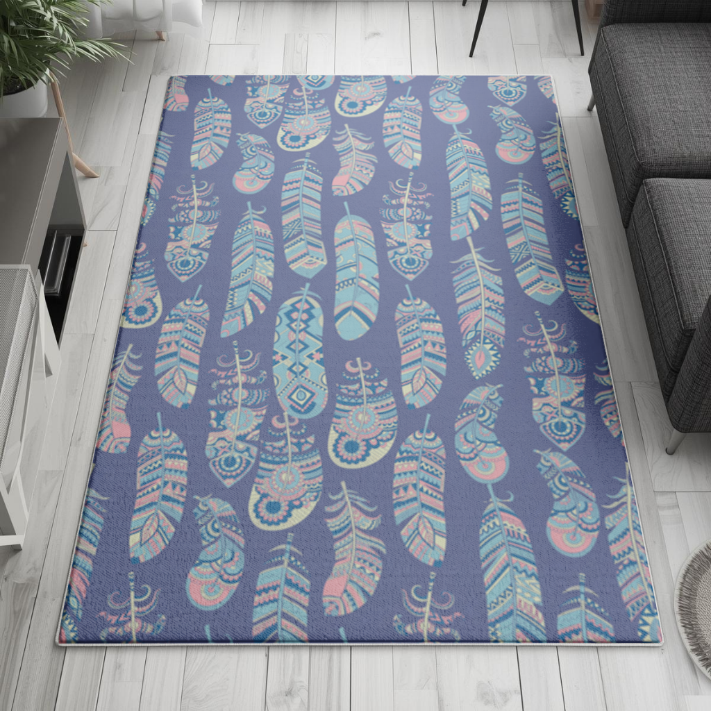 Boho Tribal Feather Living room carpet