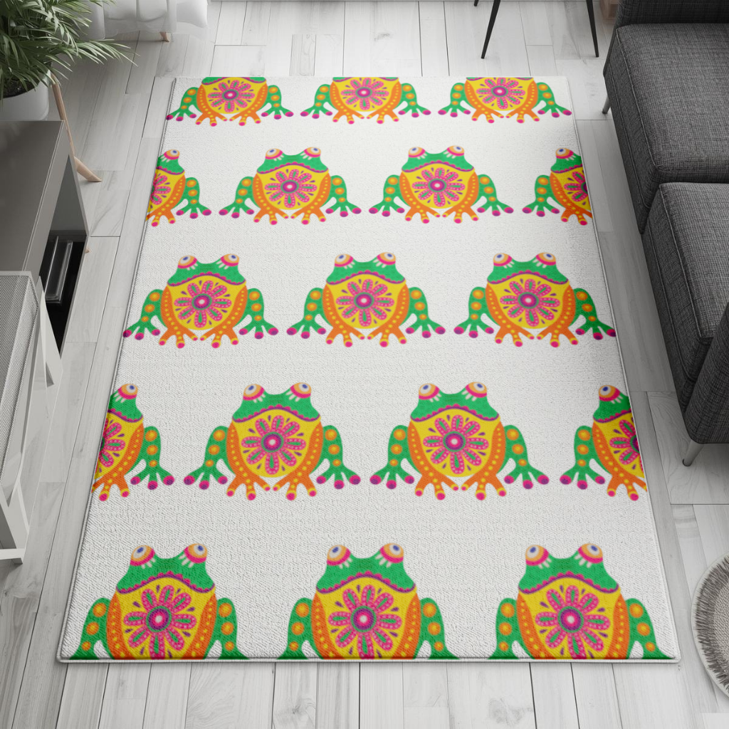 Meksika Alebrije Kurbağa Salon Halısı