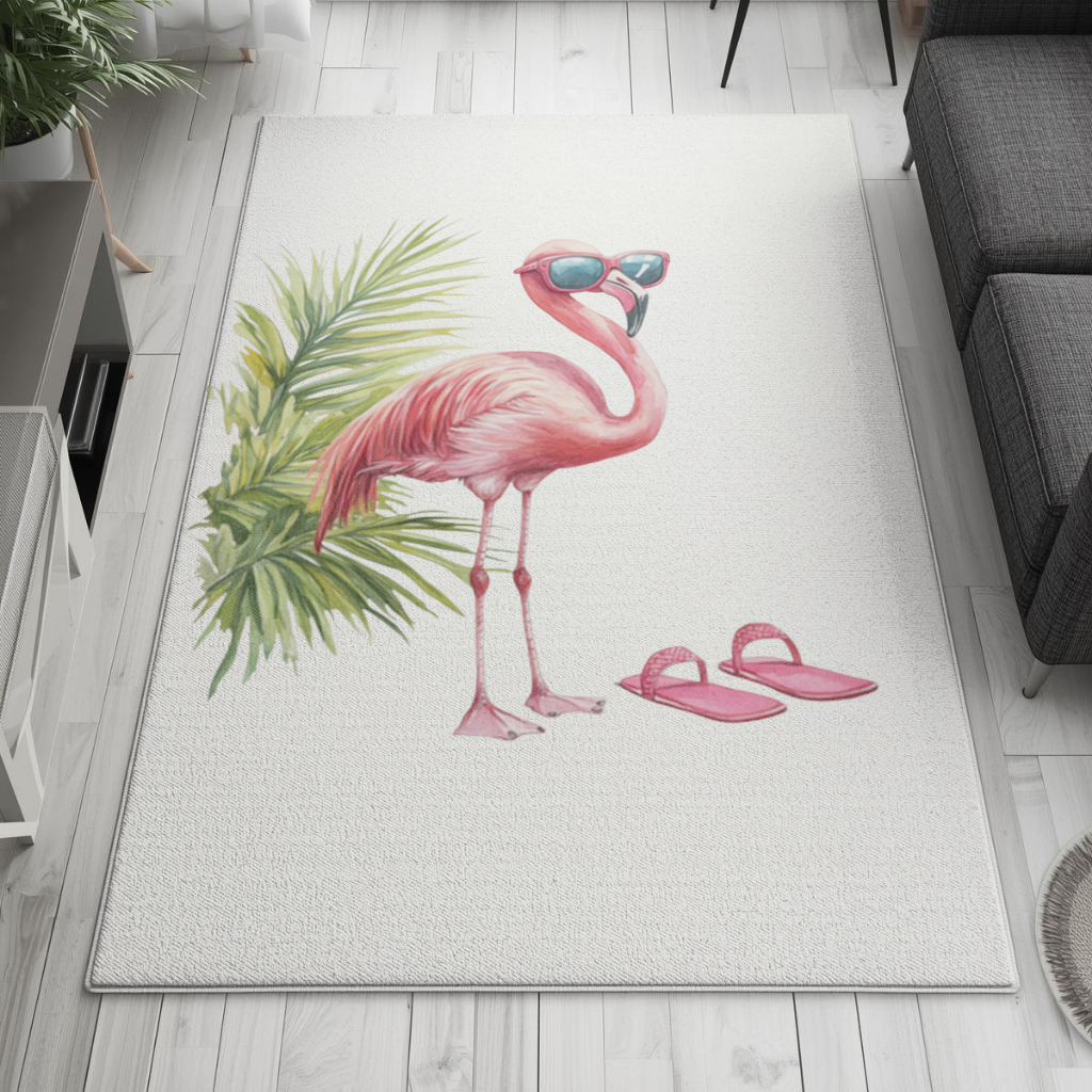 Pink Flamingo with Sunglasses Living room carpet