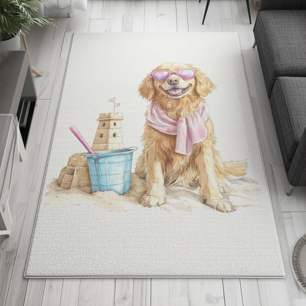 Beach Golden Retriever Pink Sunglasses Living room carpet