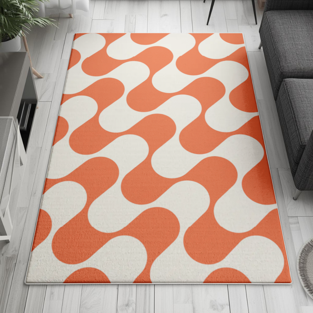 Retro 70s Orange Cream Groovy Curves Living room carpet