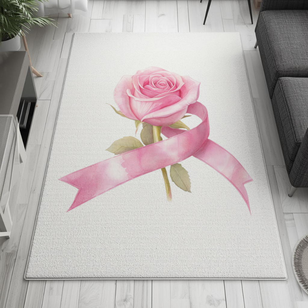 Breast Cancer Awareness Pink Rose Living room carpet